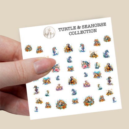 Turtle & seahorse collection nail decals