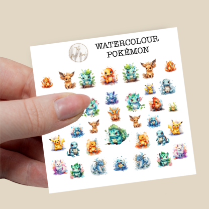 Watercolour pokemon nail decals