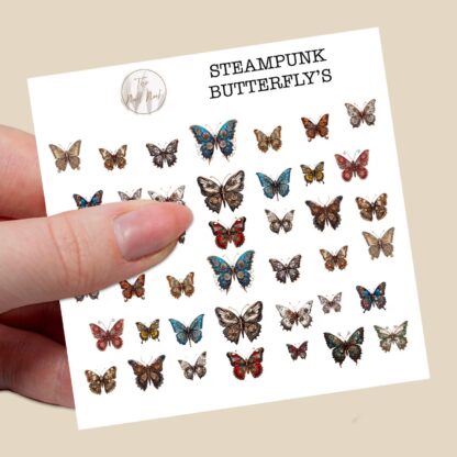 Steampunk Butterfly nail decals